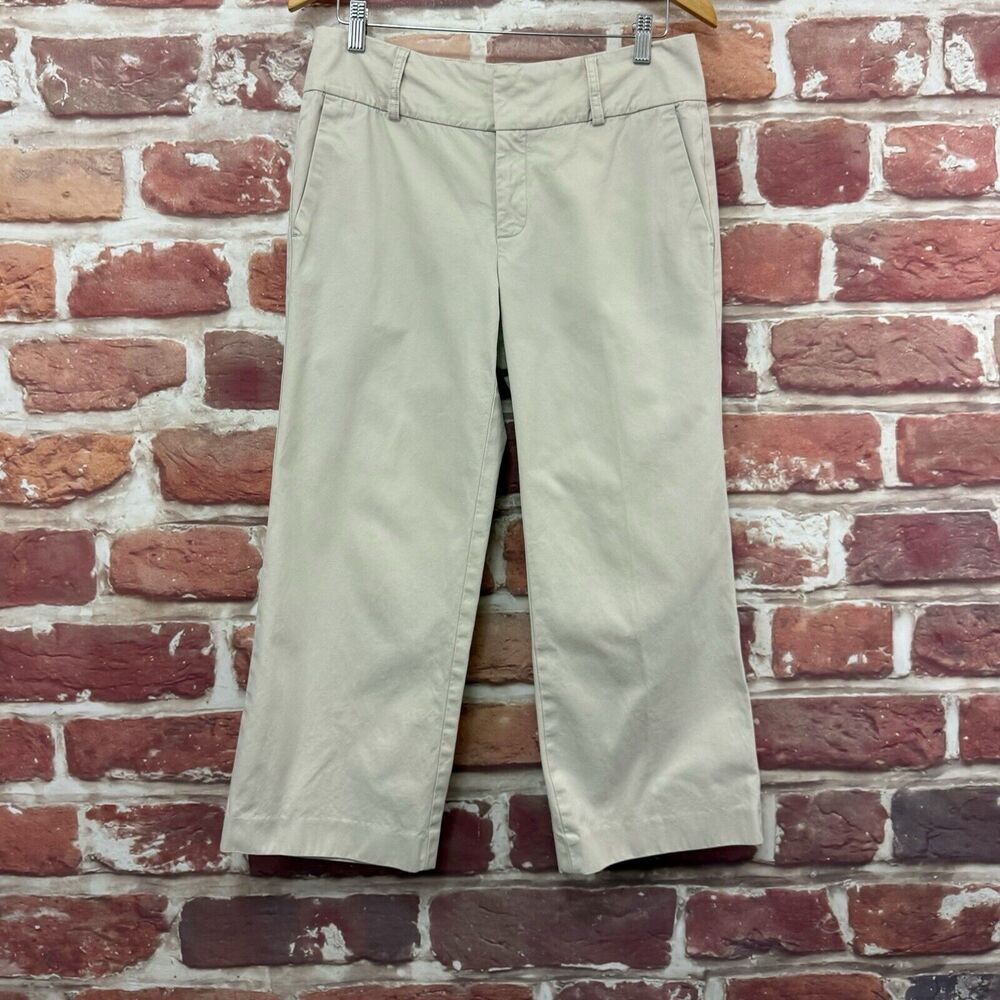 Banana Republic Martin Fit Pants Women's Size 8 Tan Cropped Wide Leg Trousers